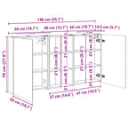 Juego de Muebles de Baño 3 pcs 140 x 14,5 x 70 cm