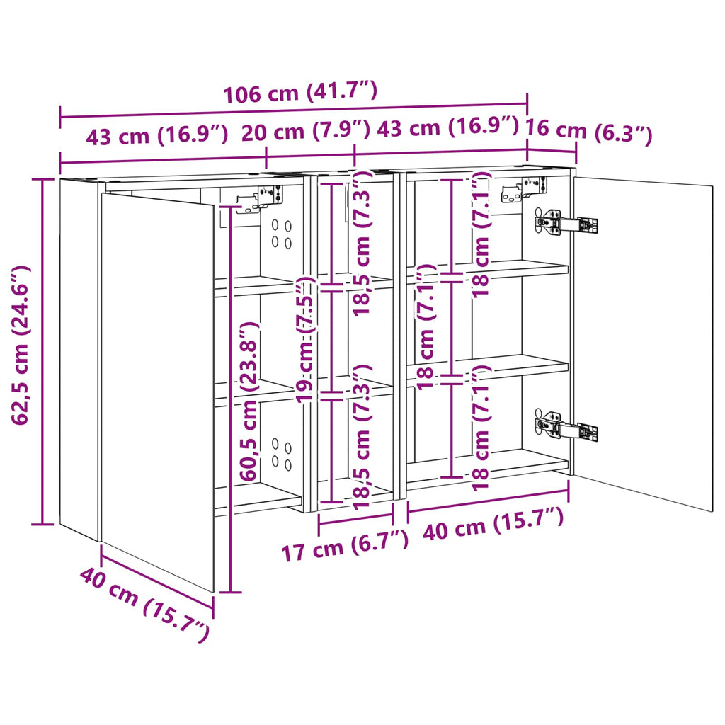 Juego de Muebles de Baño 3 pcs 106 x 16 x 62,5 cm