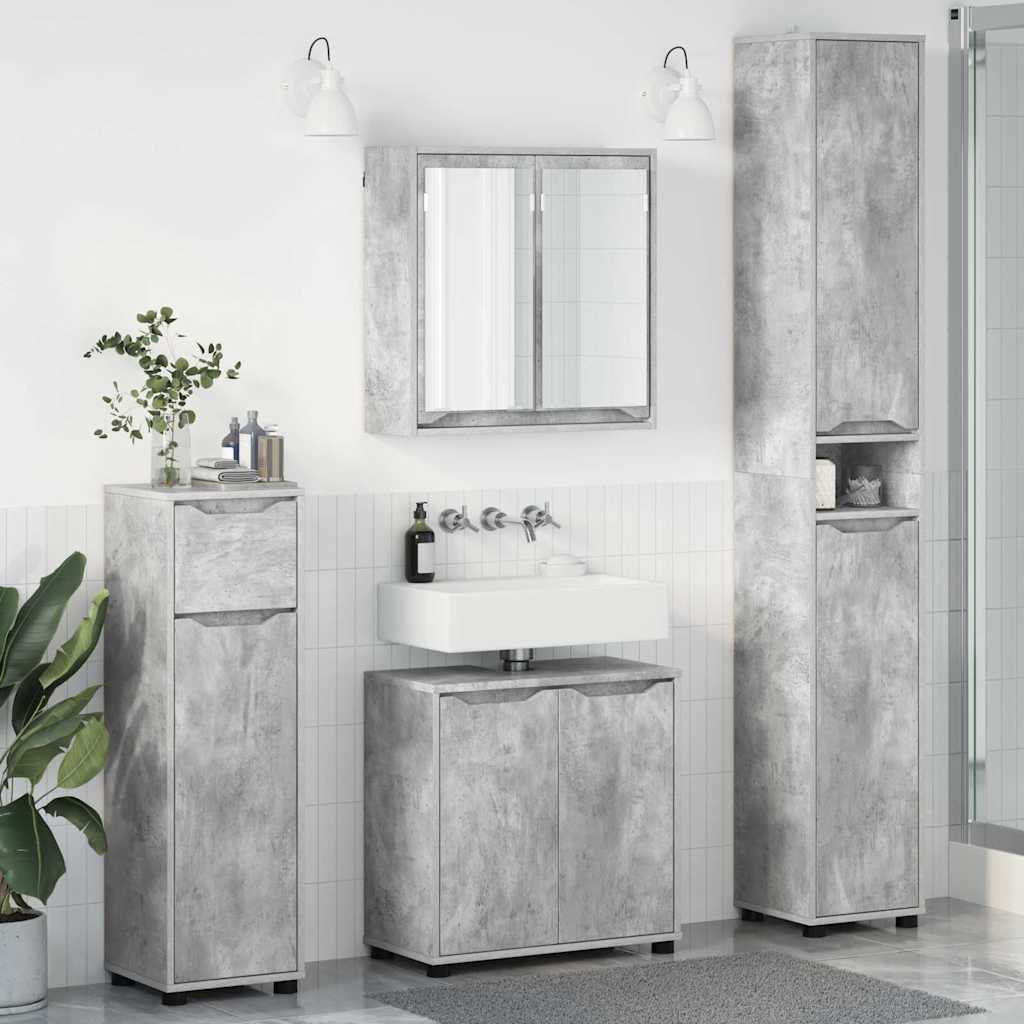 Juego de muebles de baño con cajón con puerta 5 pcs Gris Sonoma