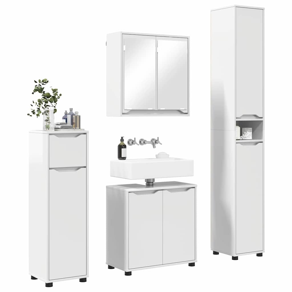 Juego de muebles de baño 4 pcs brillante Madera contrachapada