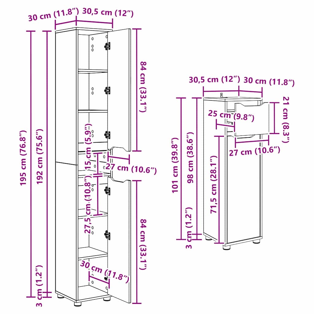Juego de muebles de baño 4 pcs brillante Madera contrachapada