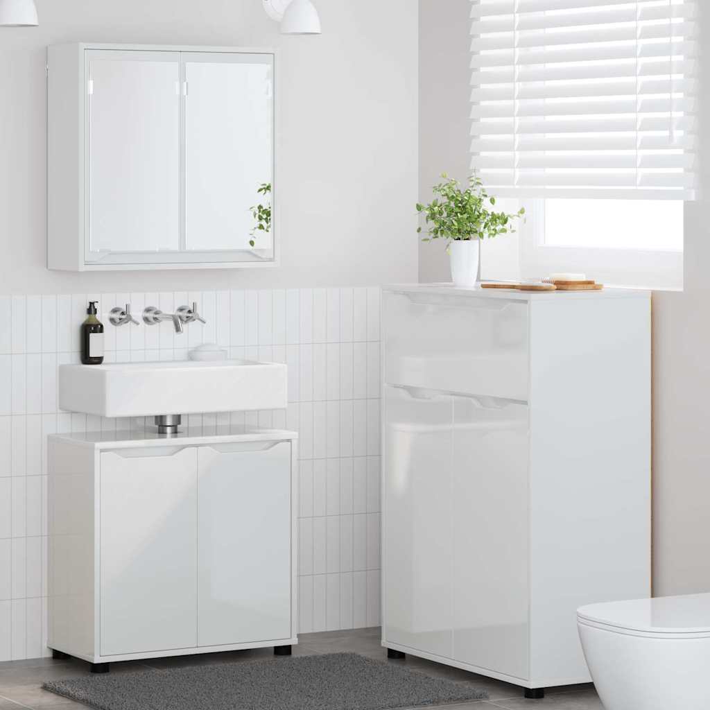 Juego de muebles de baño 3 pcs brillante Madera contrachapada