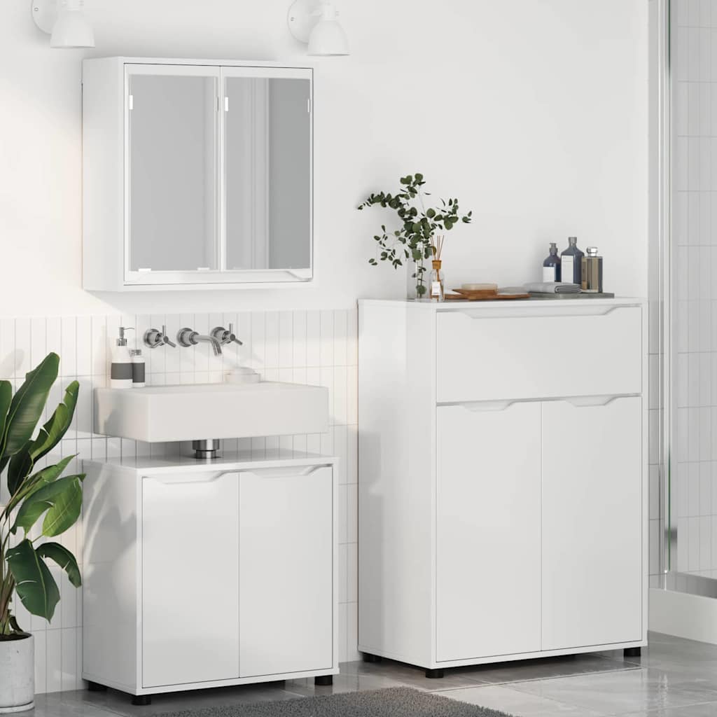 Juego de muebles de baño 3 pcs brillante Madera contrachapada