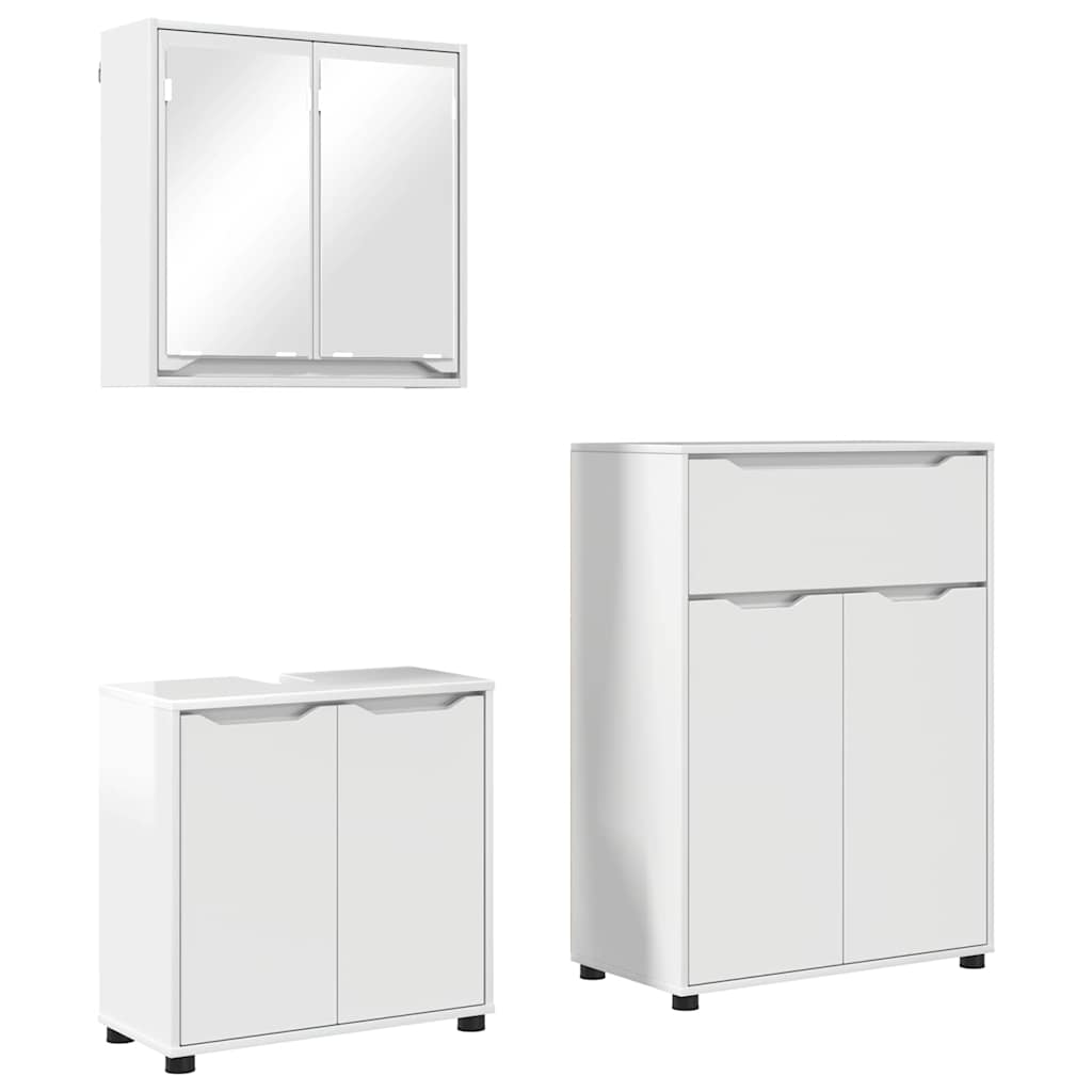 Juego de muebles de baño 3 pcs brillante Madera contrachapada