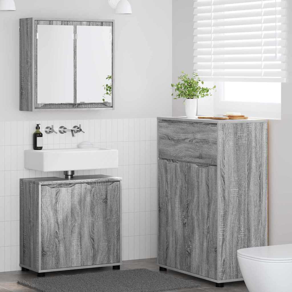 Juego de muebles de baño 3 pcs brillante Madera contrachapada