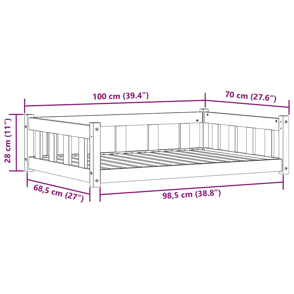Cama para perro con almacenamiento Marrón cera 100 x 70 x 28 cm
