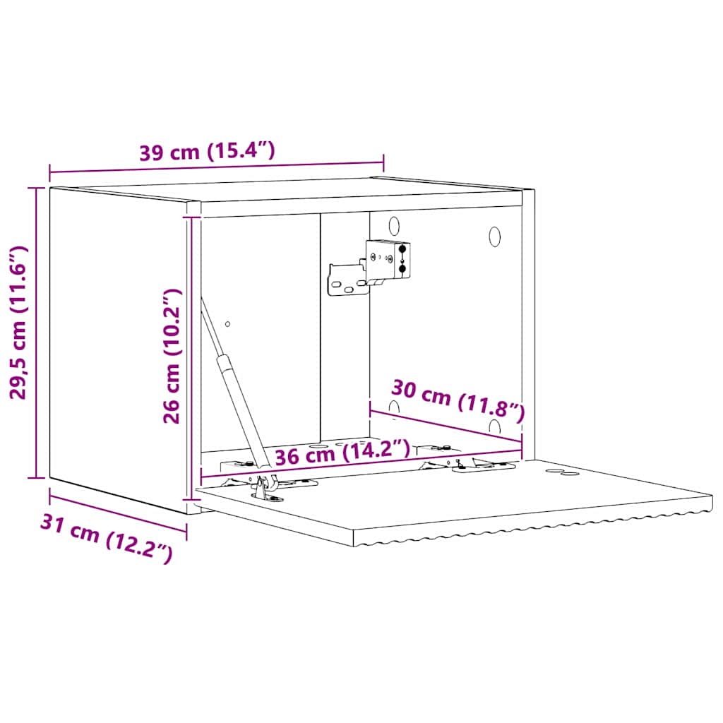Mueble de TV Montado en la Pared 2 pcs 39 x 31 x 29,5 cm