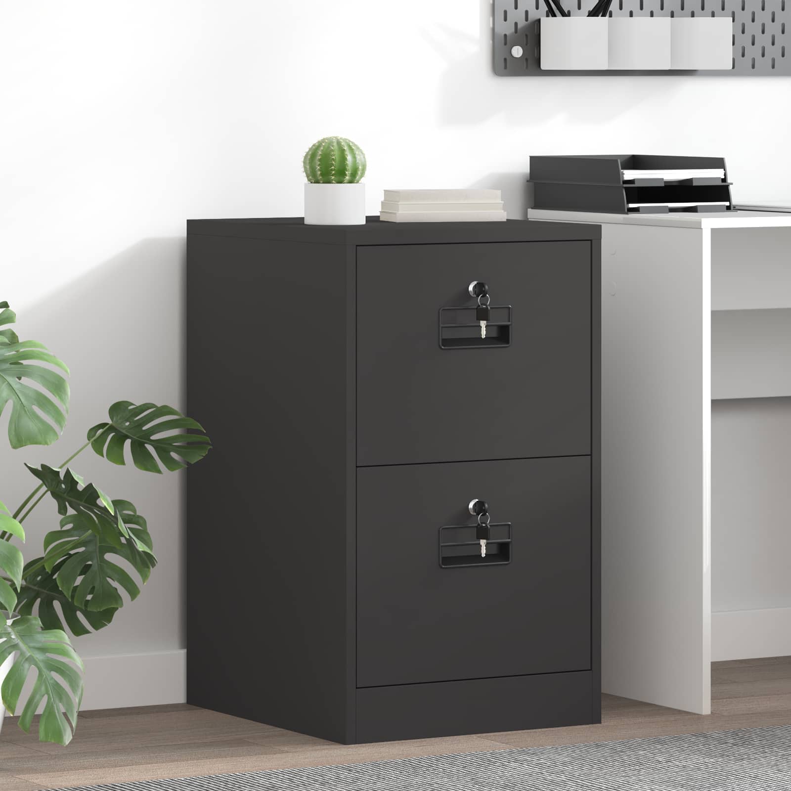 2-Piece Filing Cabinet 44 x 50 x 139 cm Cold Rolled Steel