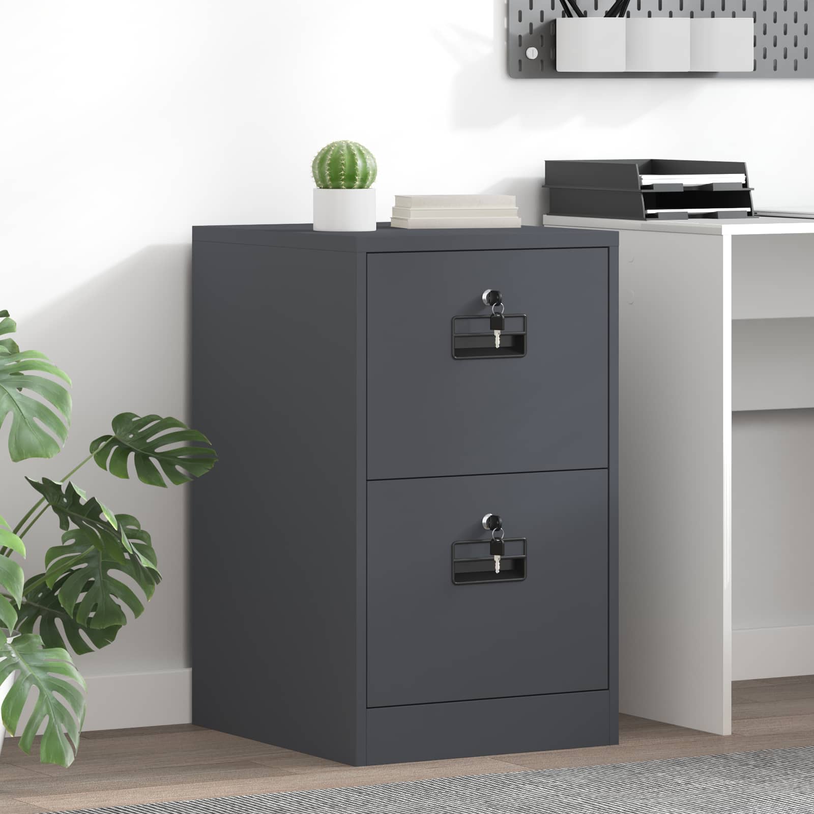 2-Piece Filing Cabinet 44 x 50 x 139 cm Cold Rolled Steel
