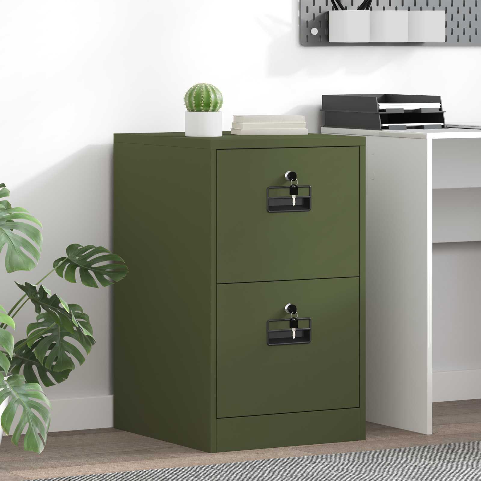 2-Piece Filing Cabinet 44 x 50 x 139 cm Cold Rolled Steel