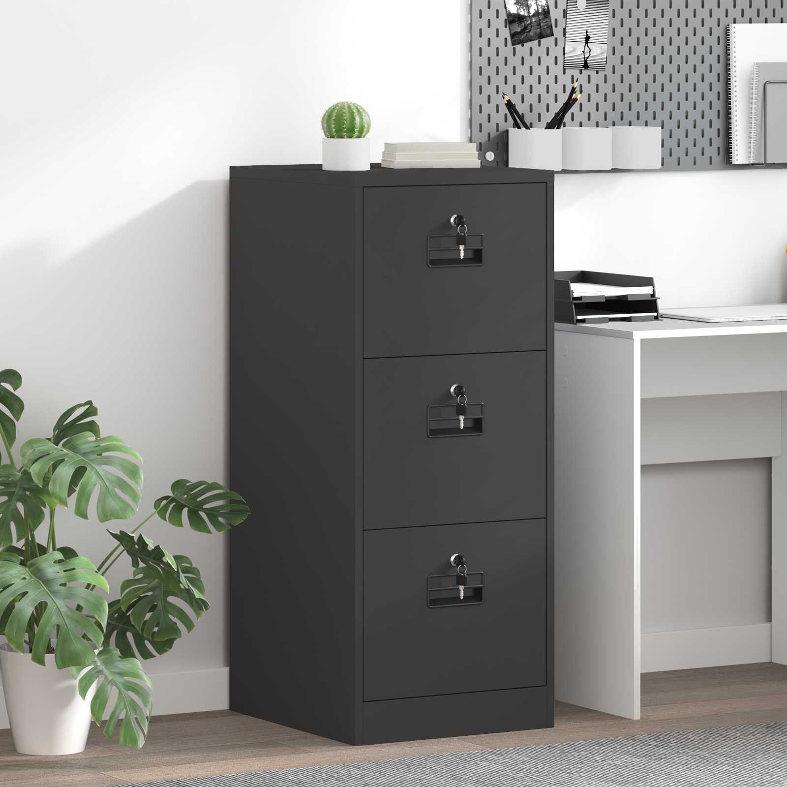 2-Piece Filing Cabinet 44 x 50 x 139 cm Cold Rolled Steel