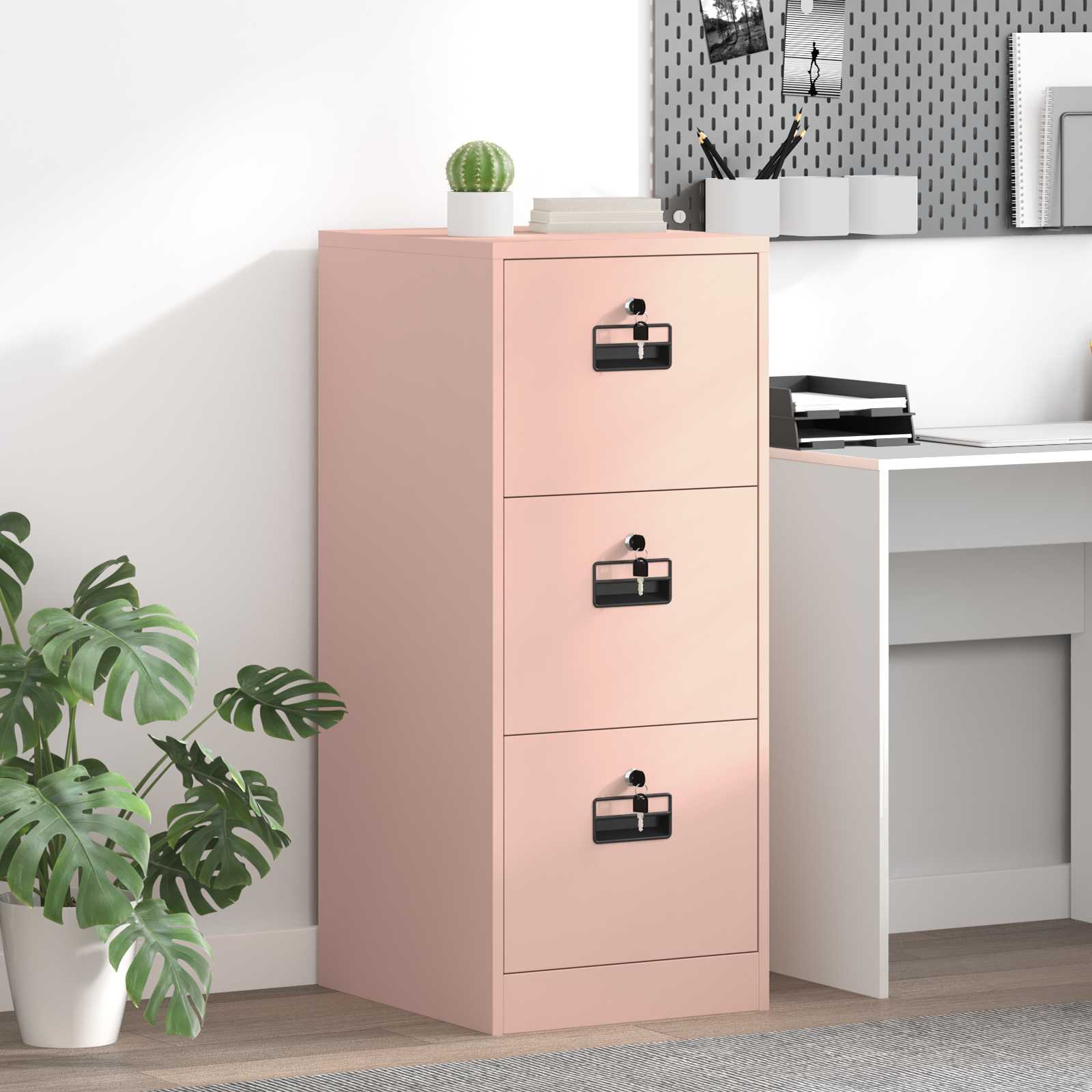 2-Piece Filing Cabinet 44 x 50 x 139 cm Cold Rolled Steel