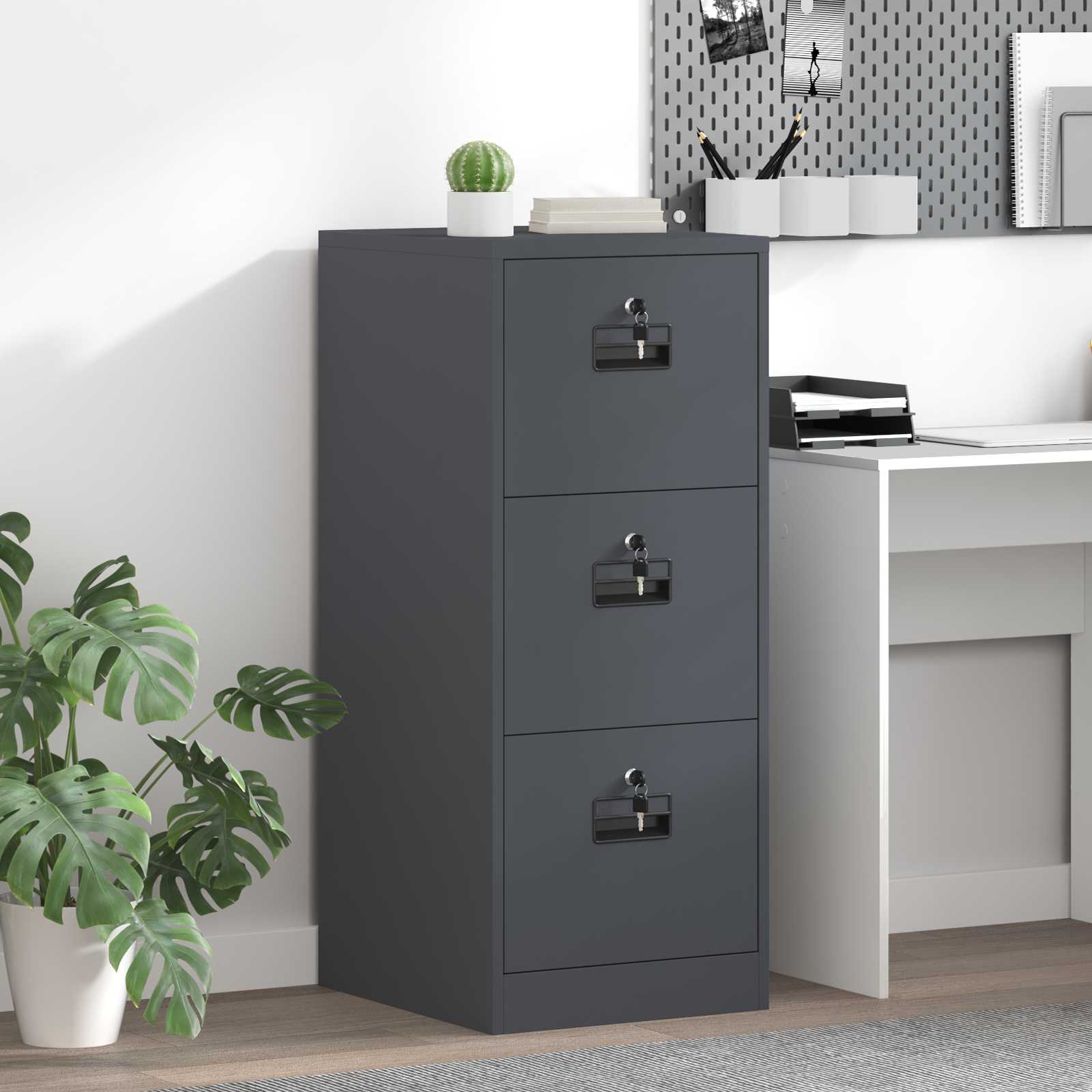 2-Piece Filing Cabinet 44 x 50 x 139 cm Cold Rolled Steel