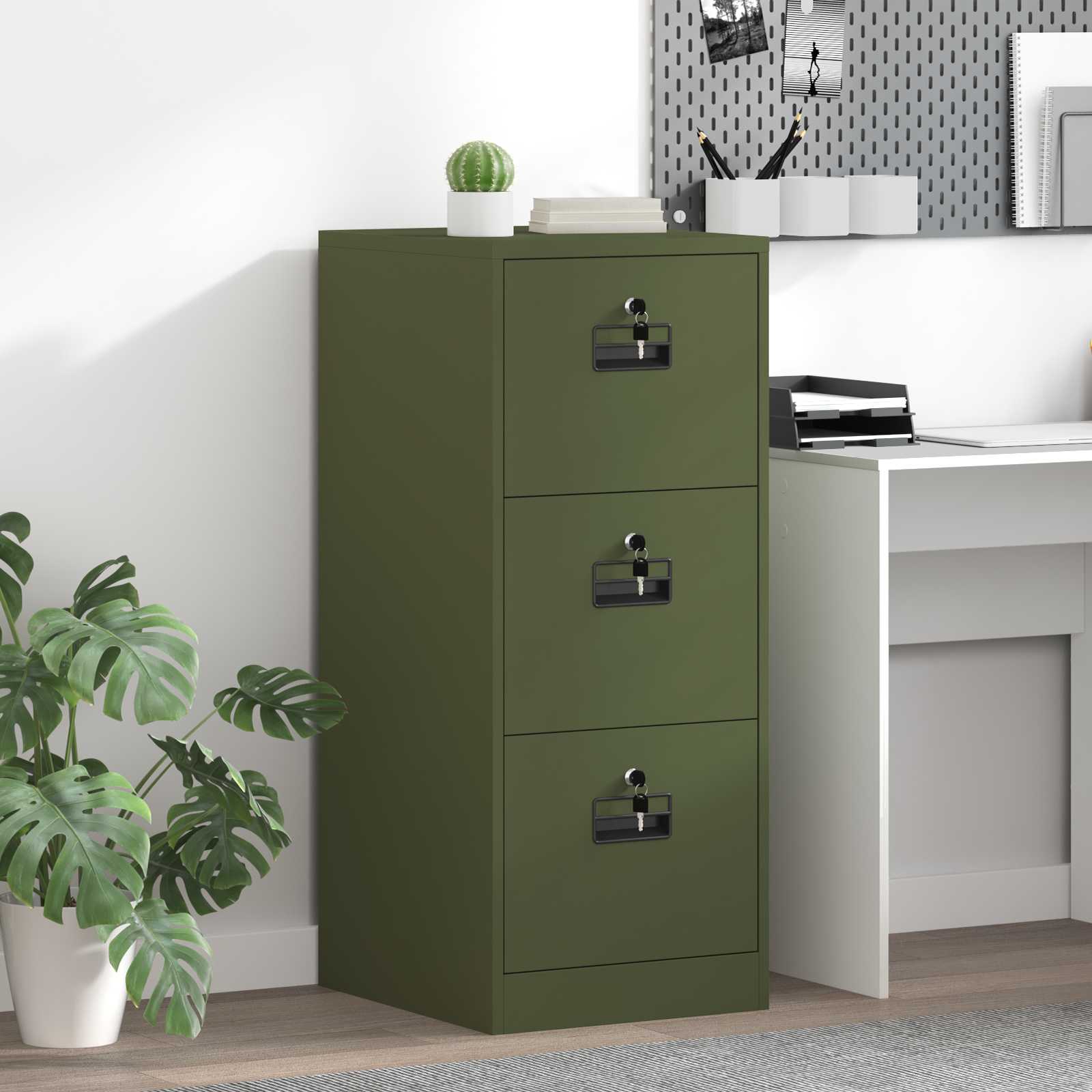 2-Piece Filing Cabinet 44 x 50 x 139 cm Cold Rolled Steel
