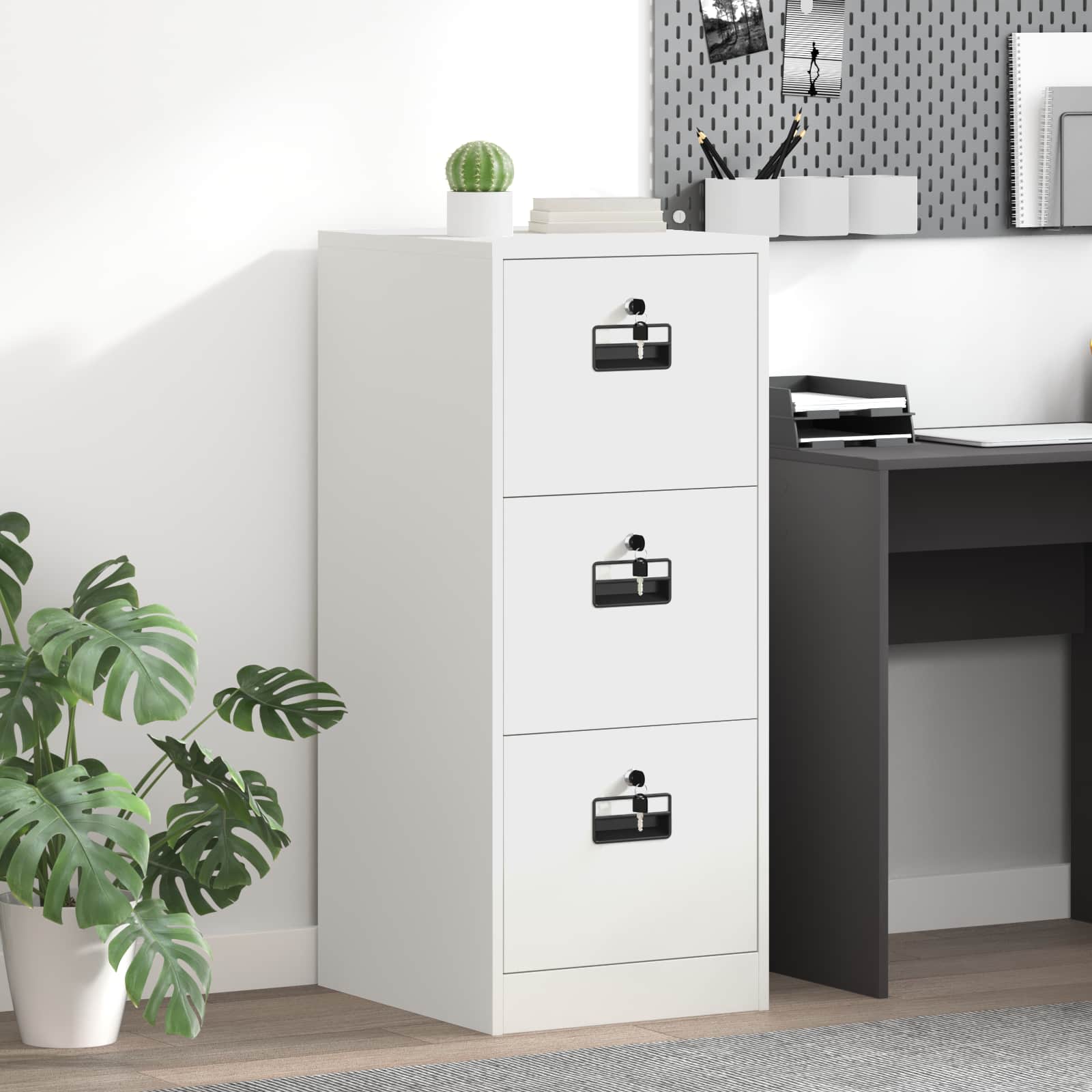 2-Piece Filing Cabinet 44 x 50 x 139 cm Cold Rolled Steel