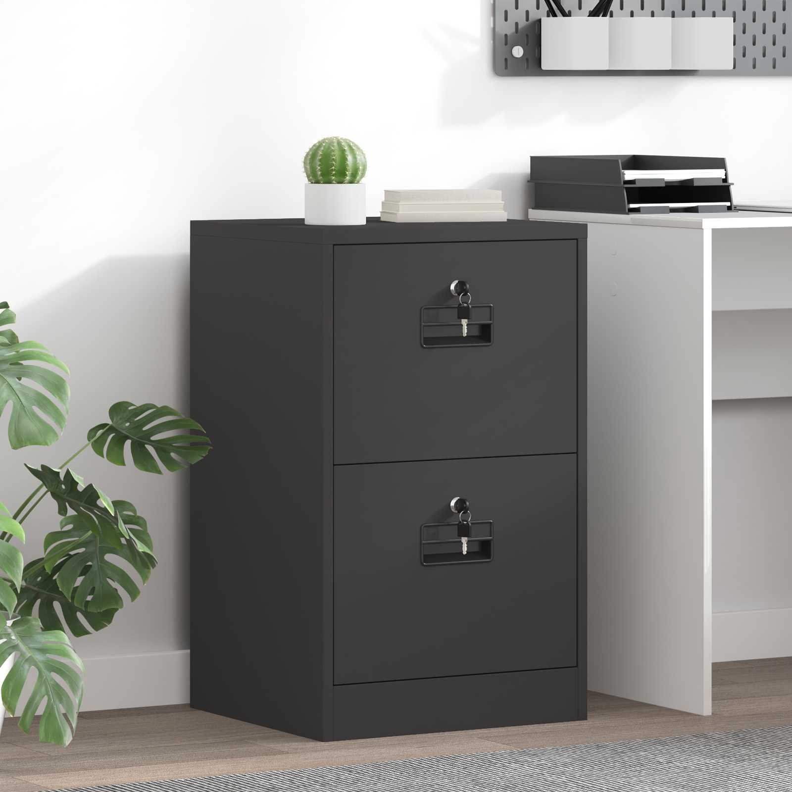 2-Piece Filing Cabinet 44 x 50 x 139 cm Cold Rolled Steel