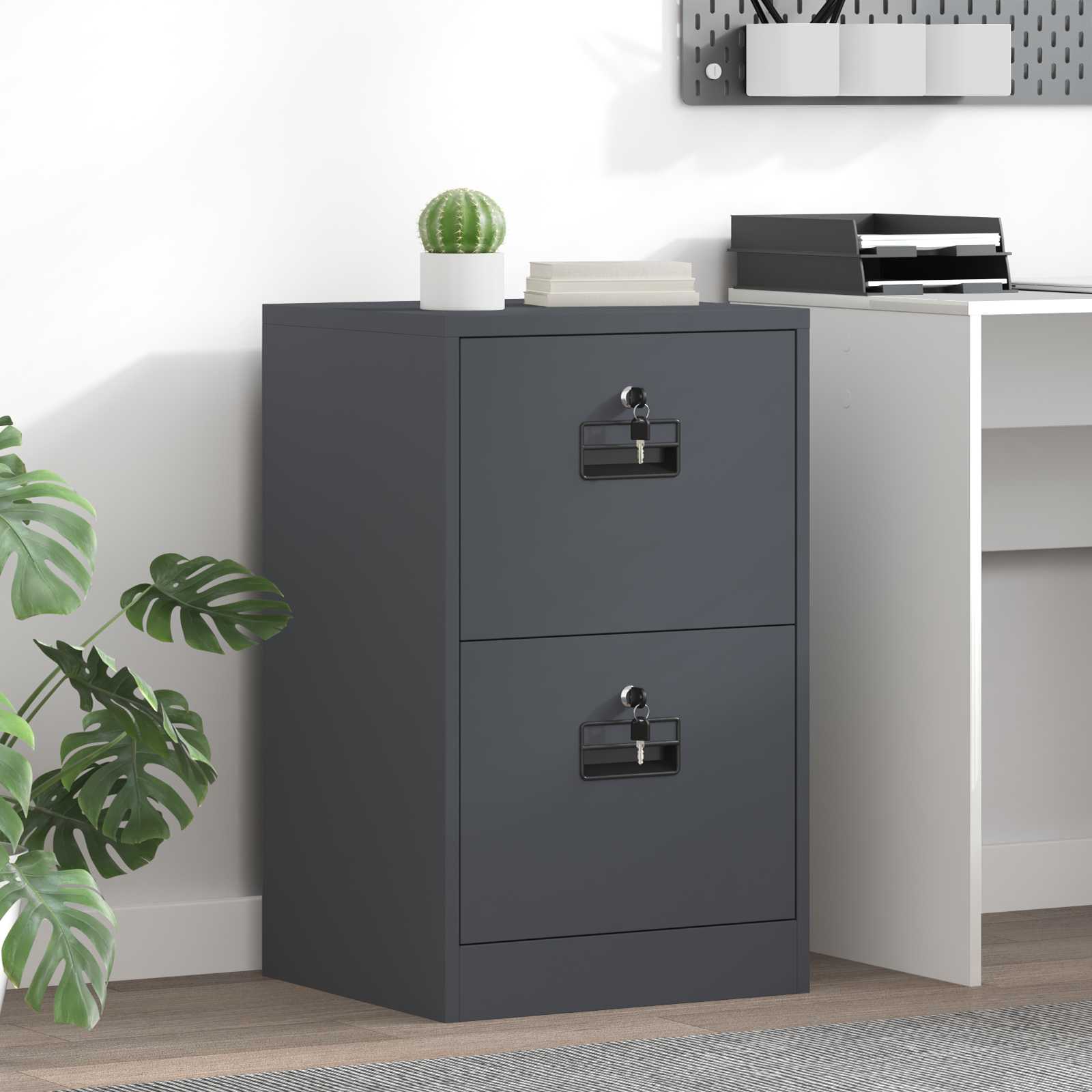 2-Piece Filing Cabinet 44 x 50 x 139 cm Cold Rolled Steel