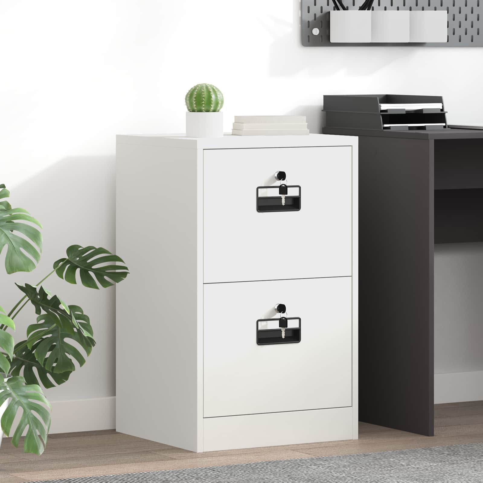 2-Piece Filing Cabinet 44 x 50 x 139 cm Cold Rolled Steel