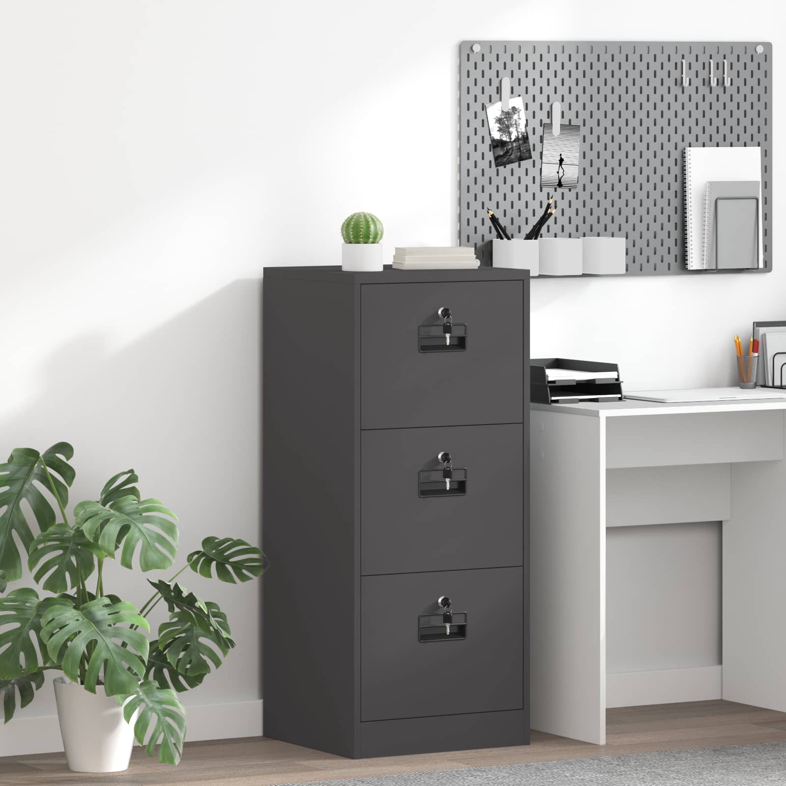 2-Piece Filing Cabinet 44 x 50 x 139 cm Cold Rolled Steel