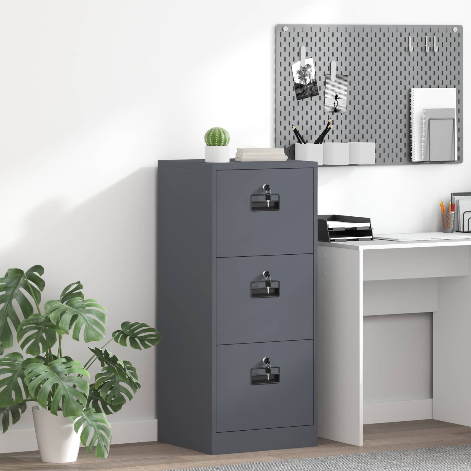 2-Piece Filing Cabinet 44 x 50 x 139 cm Cold Rolled Steel