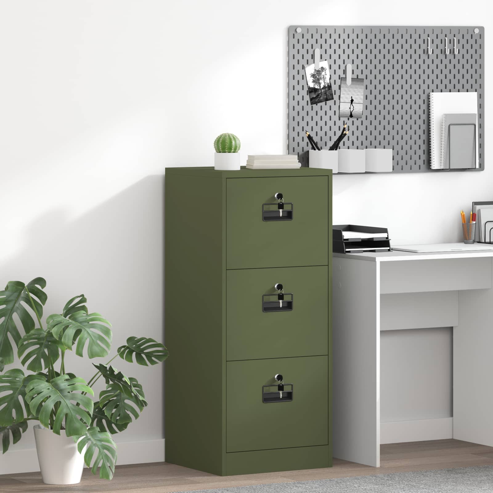 2-Piece Filing Cabinet 44 x 50 x 139 cm Cold Rolled Steel