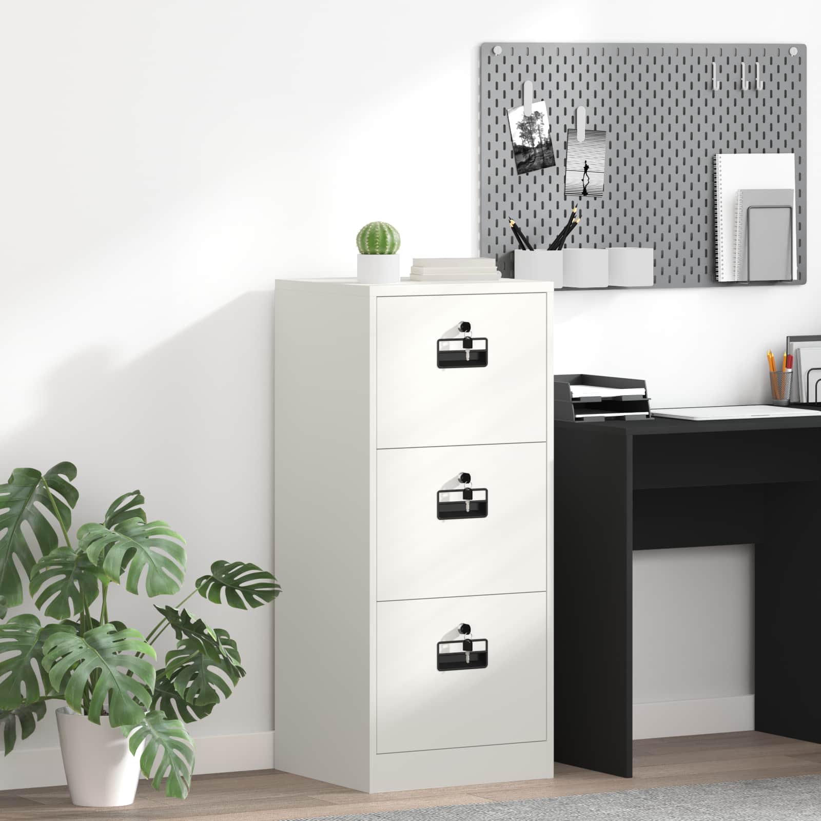 2-Piece Filing Cabinet 44 x 50 x 139 cm Cold Rolled Steel
