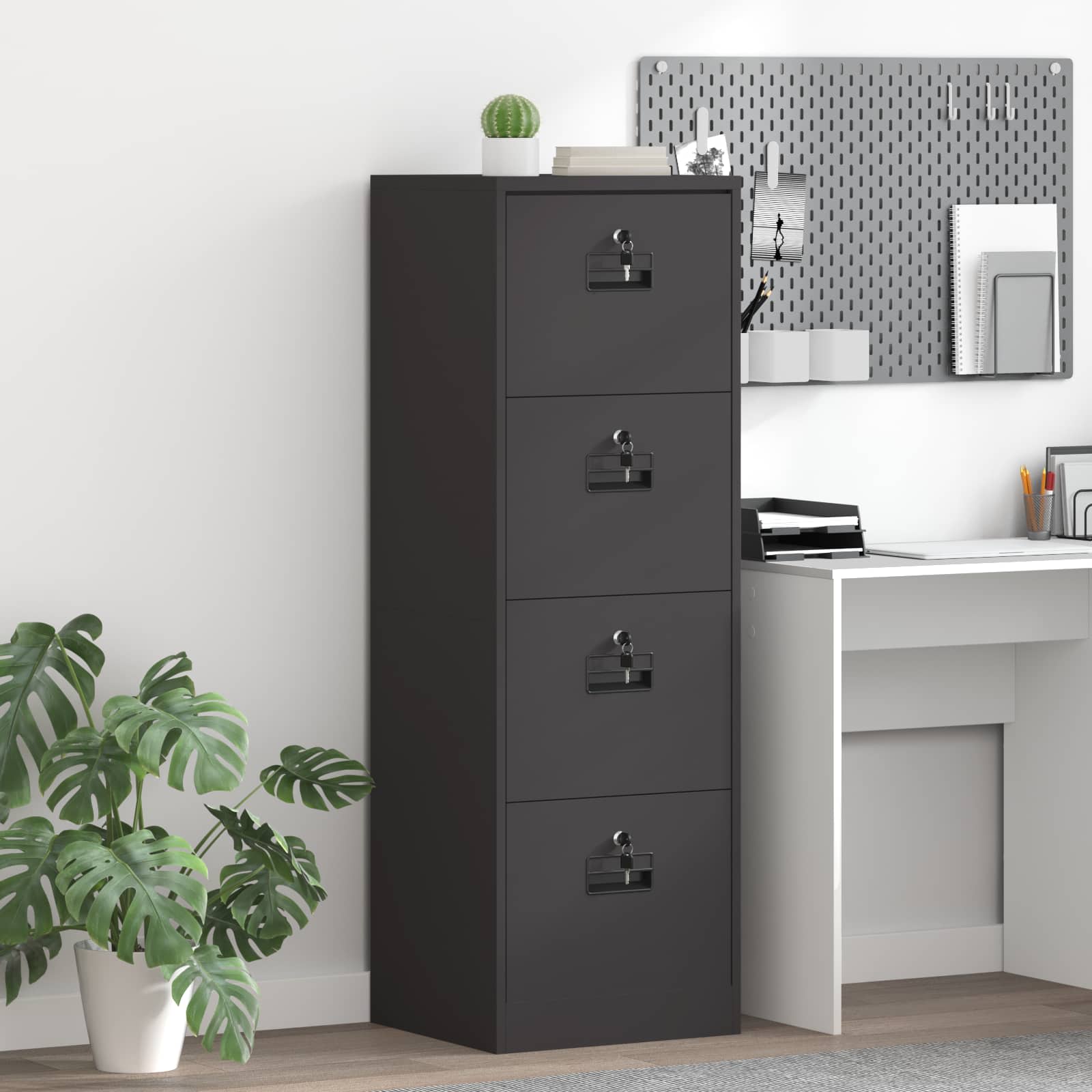 2-Piece Filing Cabinet 44 x 50 x 139 cm Cold Rolled Steel