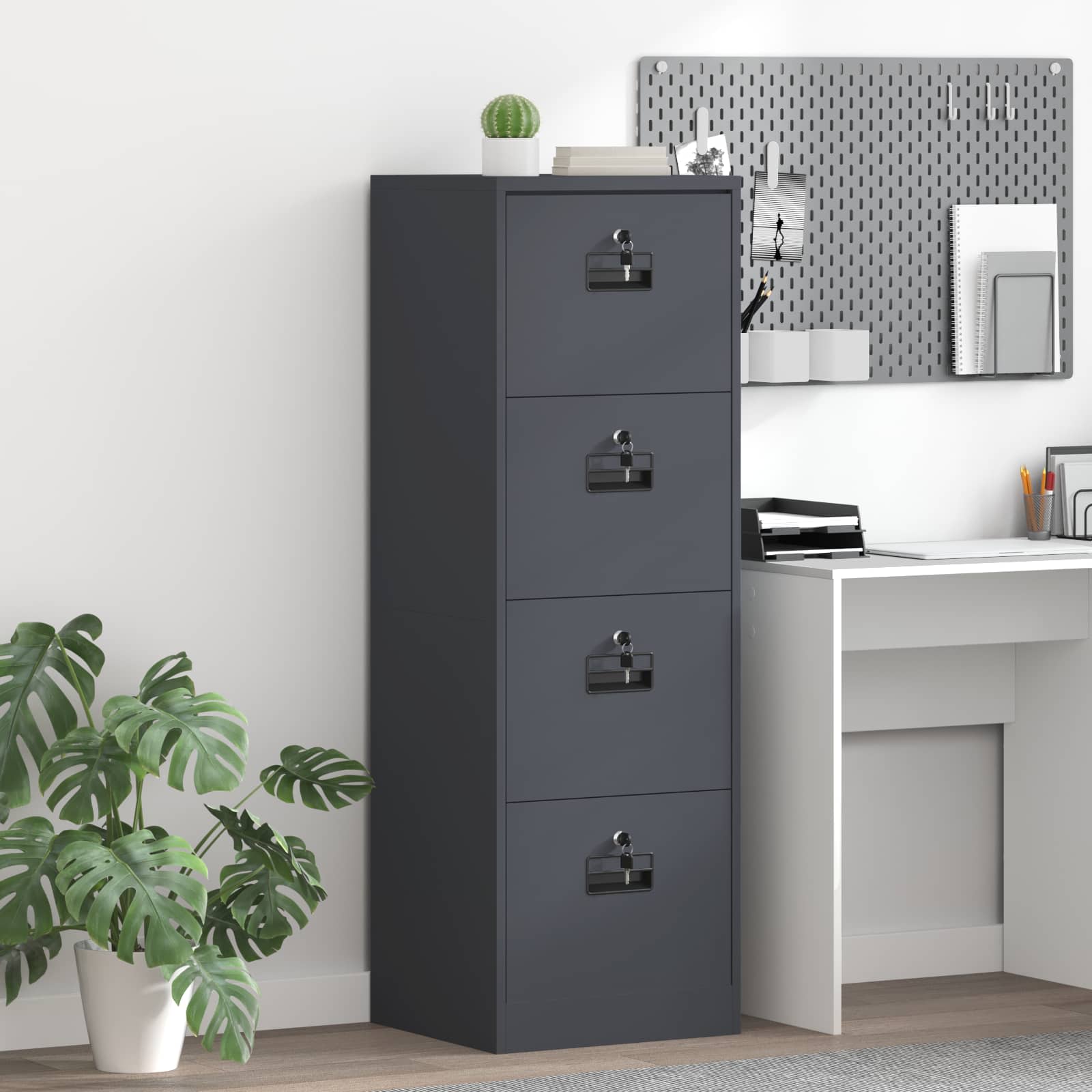 2-Piece Filing Cabinet 44 x 50 x 139 cm Cold Rolled Steel