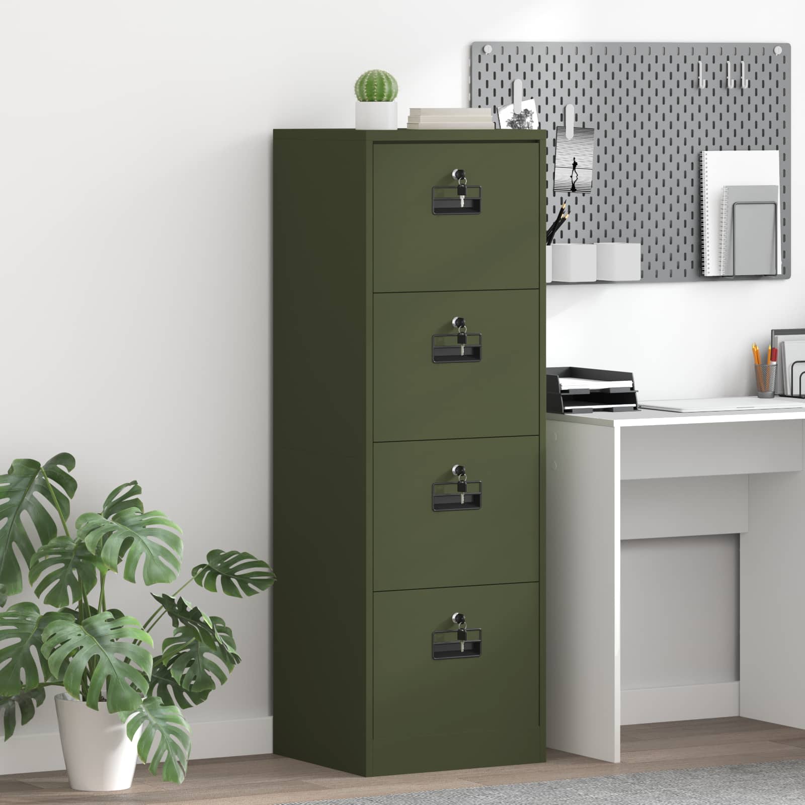 2-Piece Filing Cabinet 44 x 50 x 139 cm Cold Rolled Steel