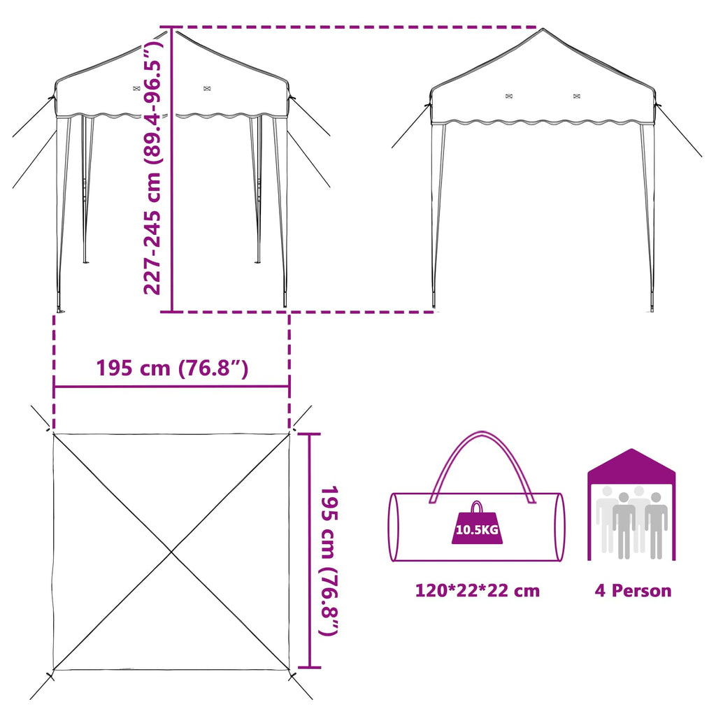 Carpa Plegable para Fiestas 195 x 195 x 245 cm Azul Tela Oxford