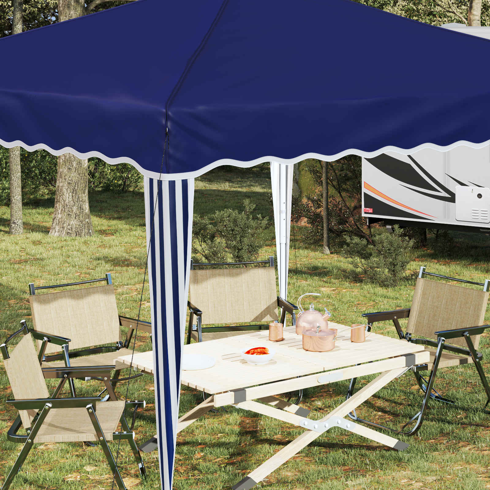 Carpa Plegable para Fiestas 288 x 288 x 245 cm Azul Tela Oxford