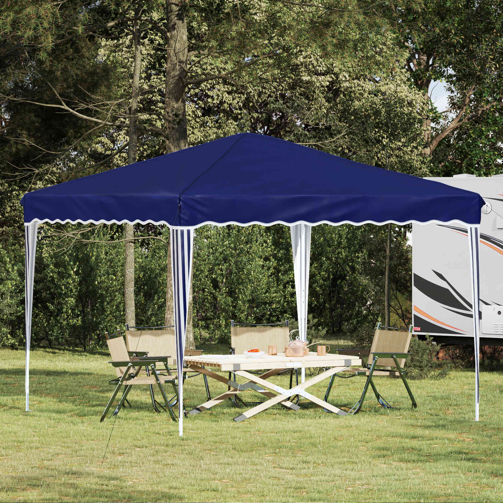 Carpa Plegable para Fiestas 288 x 288 x 245 cm Azul Tela Oxford