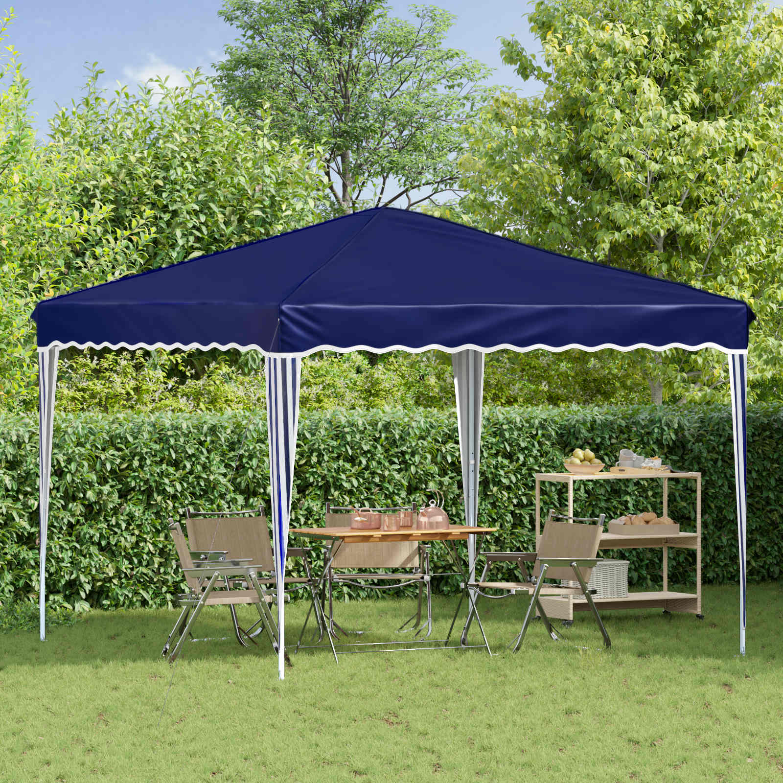 Carpa Plegable para Fiestas 288 x 288 x 245 cm Azul Tela Oxford