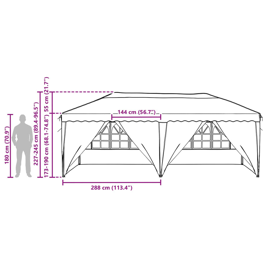 Carpa Plegable para Fiestas 575 x 288 x 245 cm Antracita