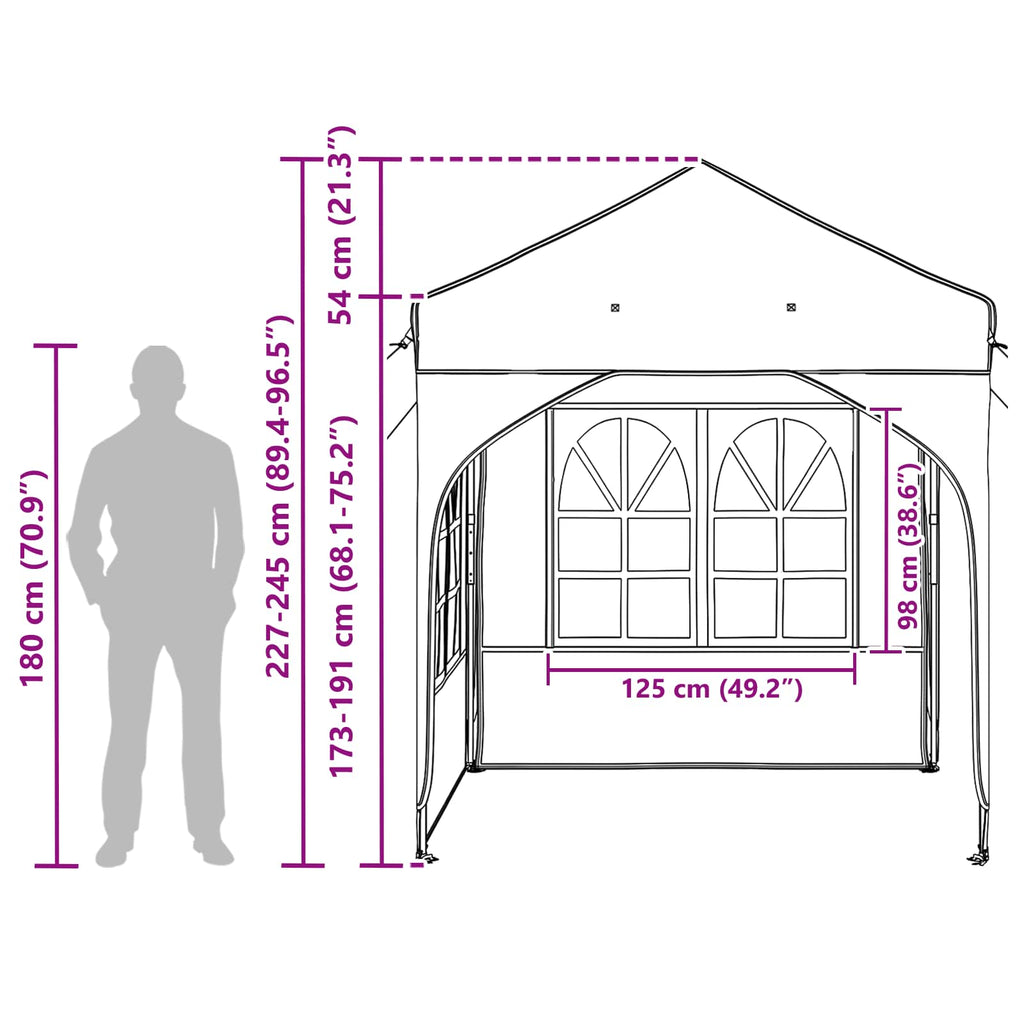 Carpa Plegable para Fiestas 192 x 192 x 245 cm Antracita