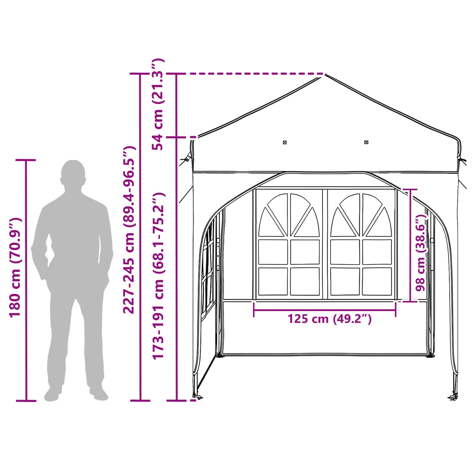 Carpa Plegable para Fiestas 192 x 192 x 245 cm Antracita