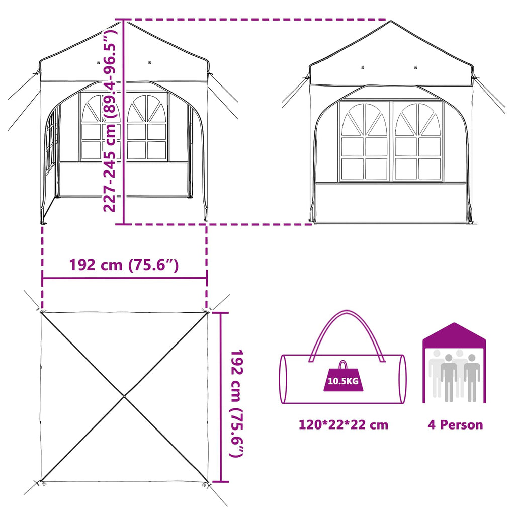 Carpa Plegable para Fiestas 192 x 192 x 245 cm Antracita