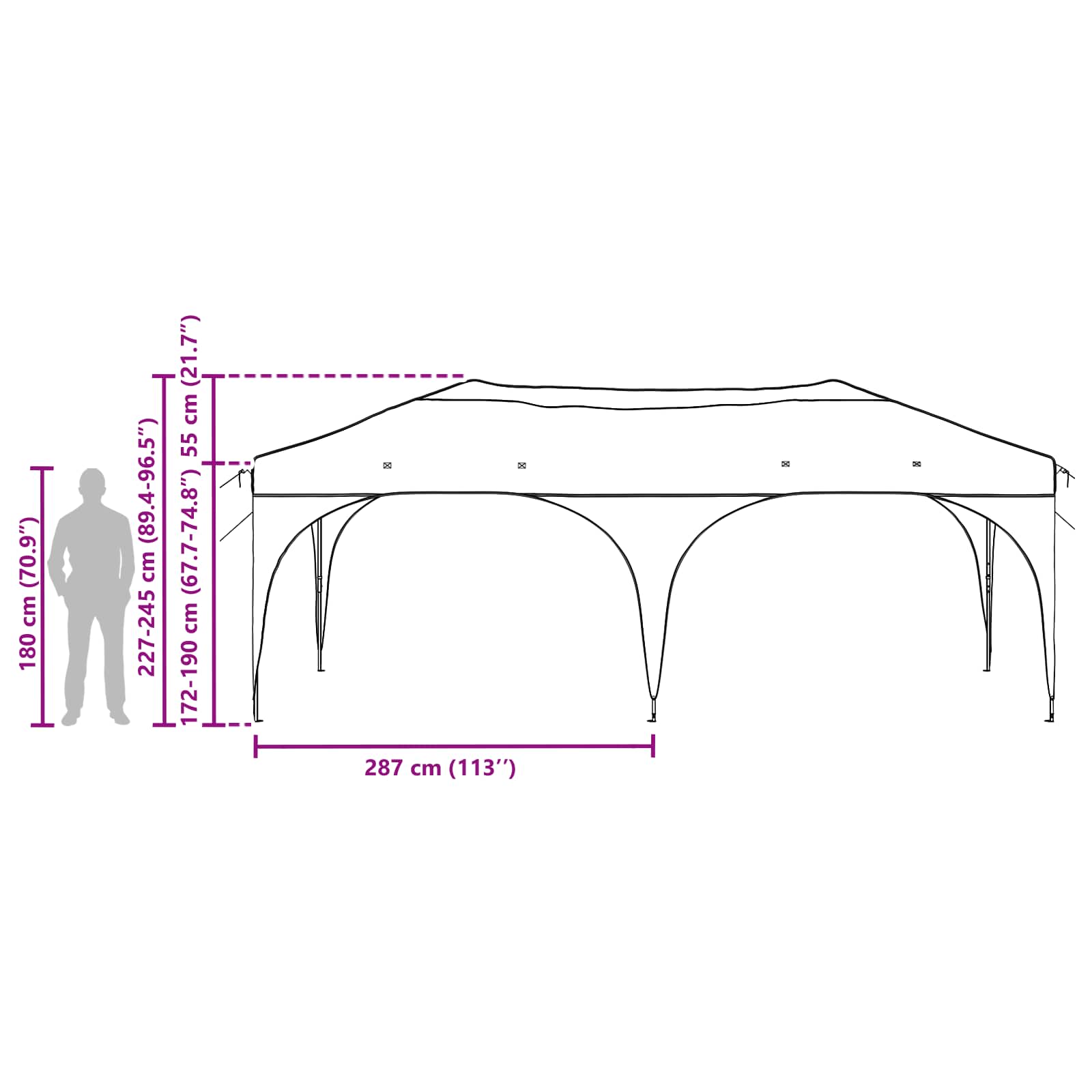 Carpa Plegable para Fiestas 575 x 288 x 245 cm Azul Tela Oxford