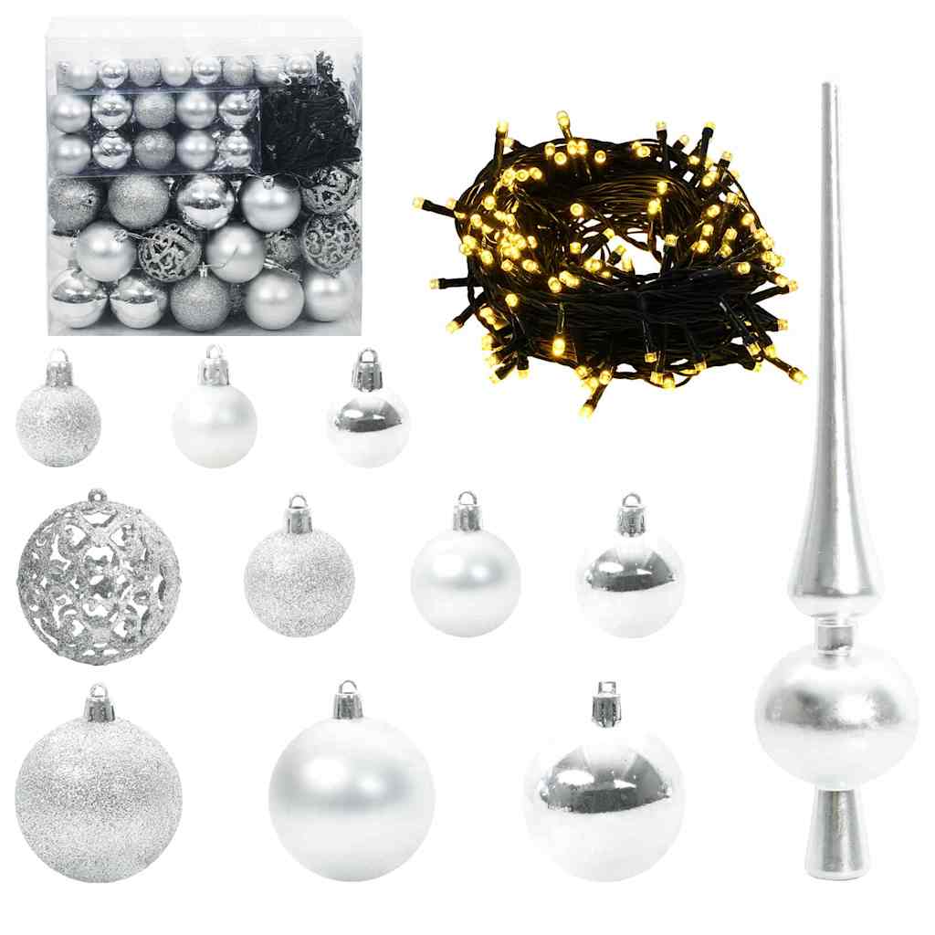 Juego de Esferas de Navidad 120 pcs Plateado Plástico