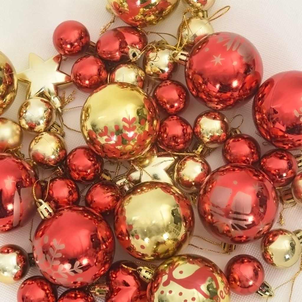 Juego de Esferas de Navidad 40 pcs Dorado y rojo Plástico