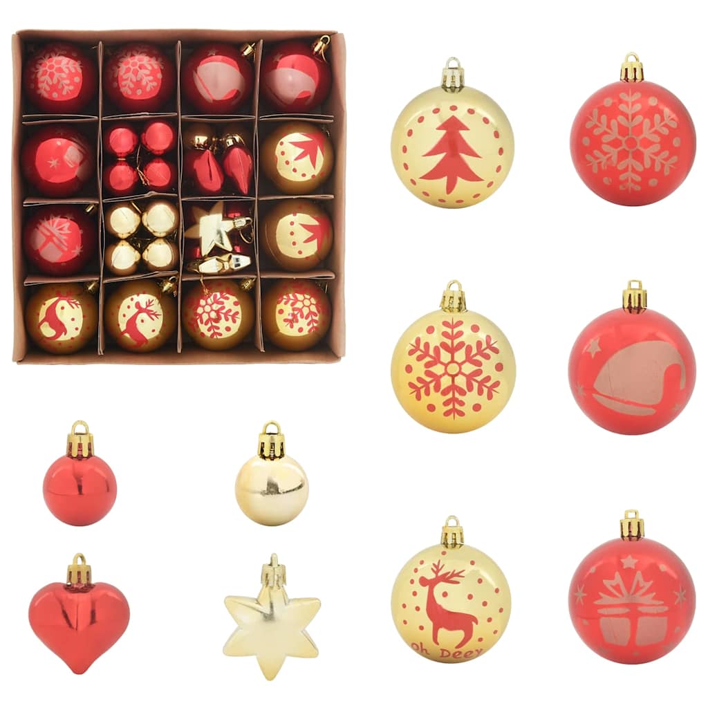 Juego de Esferas de Navidad 40 pcs Dorado y rojo Plástico