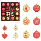 Juego de Esferas de Navidad 40 pcs Dorado y rojo Plástico