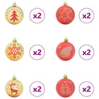 Juego de Esferas de Navidad 40 pcs Dorado y rojo Plástico