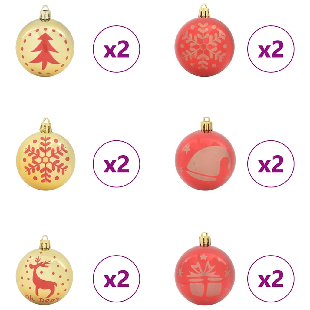 Juego de Esferas de Navidad 40 pcs Dorado y rojo Plástico