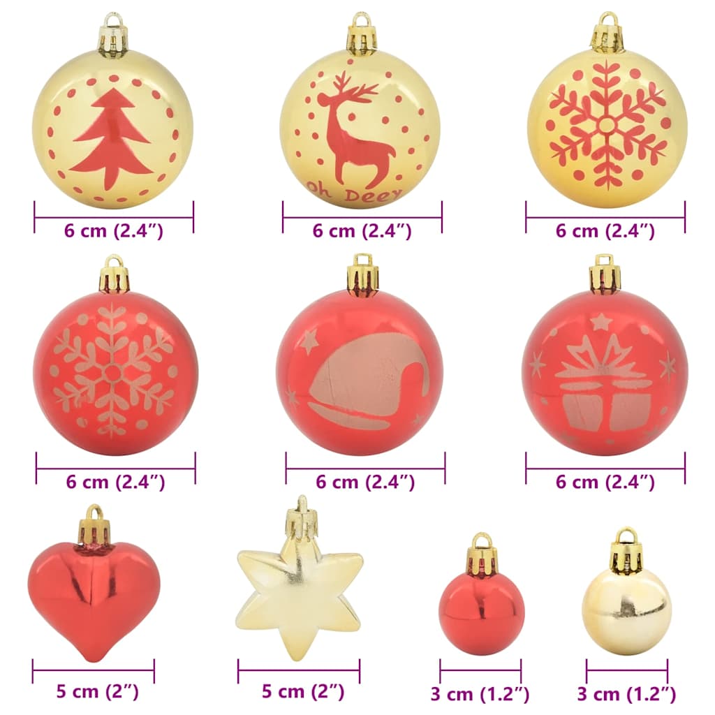Juego de Esferas de Navidad 40 pcs Dorado y rojo Plástico