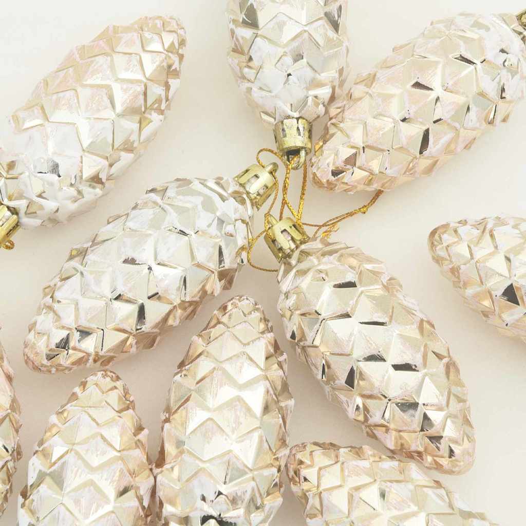Bola de Piña de Navidad 40 pcs champán Plástico
