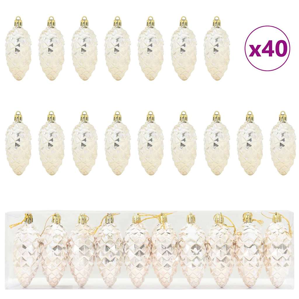 Bola de Piña de Navidad 40 pcs champán Plástico