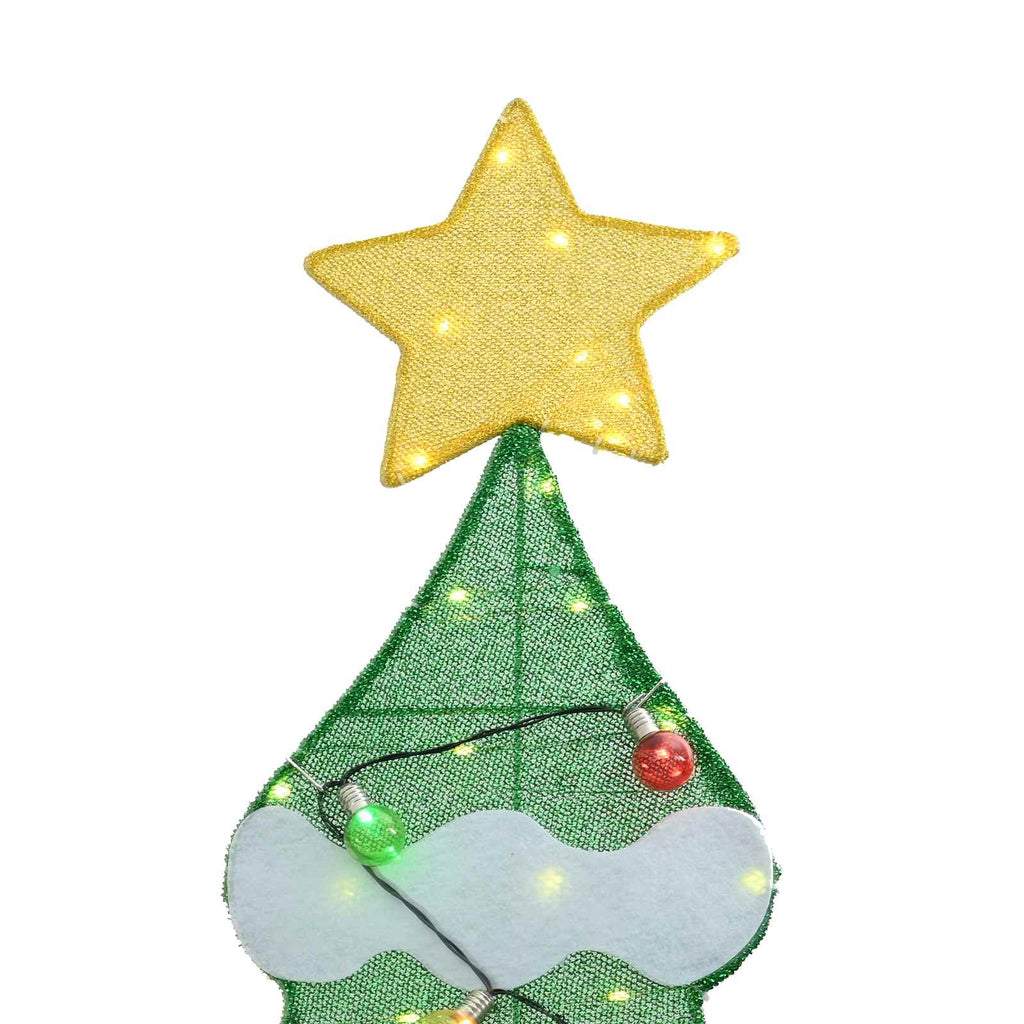 Árbol de Navidad iluminado con 3 cajas de regalo 2D blanca cálida