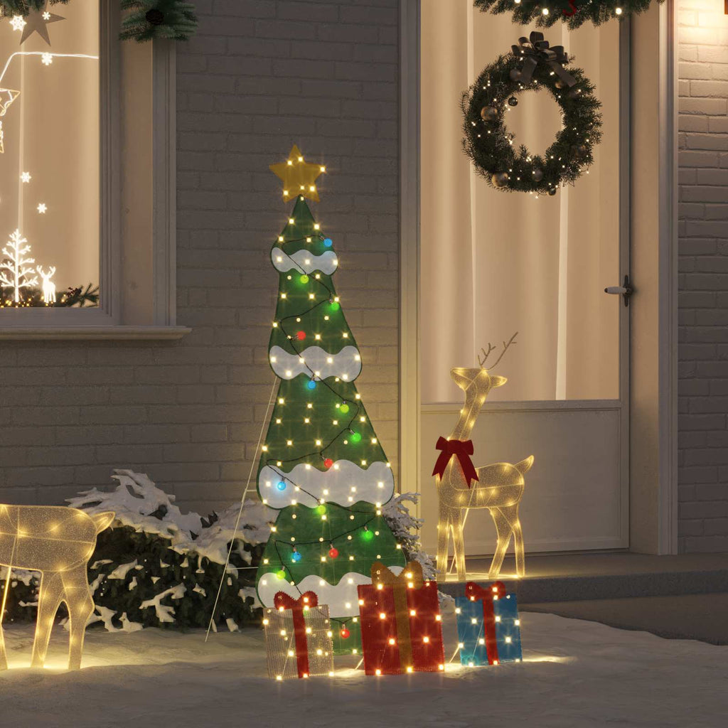 Árbol de Navidad iluminado con 3 cajas de regalo 2D blanca cálida
