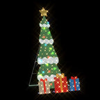 Árbol de Navidad iluminado con 3 cajas de regalo 2D blanca cálida